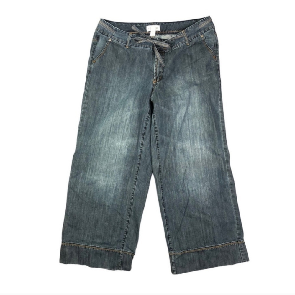 VINTAGE WASH WIDE LEG DENIM JEANS PLUS SIZE